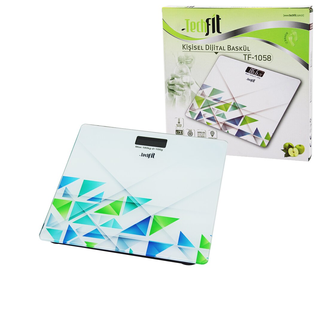 DESENLİ CAM TEMPERLİ DİJİTAL BASKÜL TERAZİ 180KG/100GRLCD EKRAN - SENSÖR (5271)