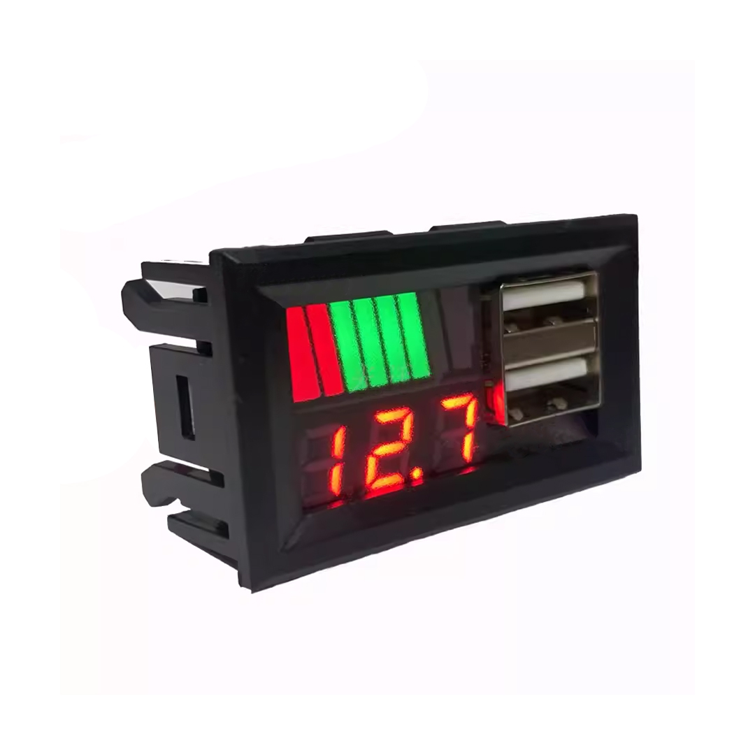 DİJİTAL VOLTMETRE USB ÇIKIŞLI AKÜ GÖSTERGELİ DC 12V (IC278C) (5271)