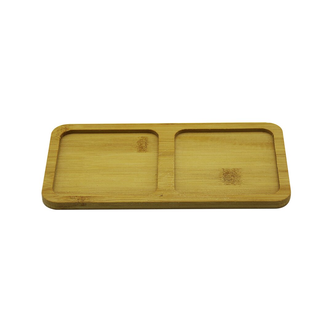 DİKDÖRTGEN - 2 BÖLMELİ - 10X19.5CM  AHŞAP BAMBU YAĞDANLIK ALTLIK (5271)