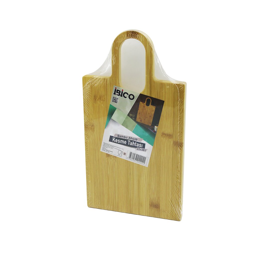 DİKDÖRTGEN=22X38CM AHŞAP BAMBU KESİM PANOSU - KESME TAHTASI OVAL KULPLU (5271)