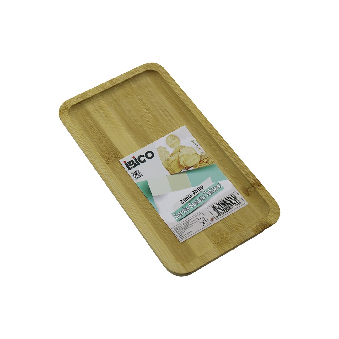 DİKDÖRTGEN AHŞAP BAMBU SERVİS SUNUM TEPSİ - TAHTASI MİNİ TEPSİ 25 X 14 X 1.4CM (5271)