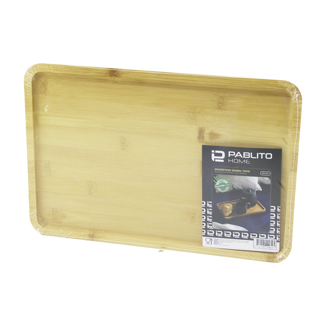 DİKDÖRTGEN AHŞAP BAMBU SUNUM TEPSİ 24X36CM (5271)