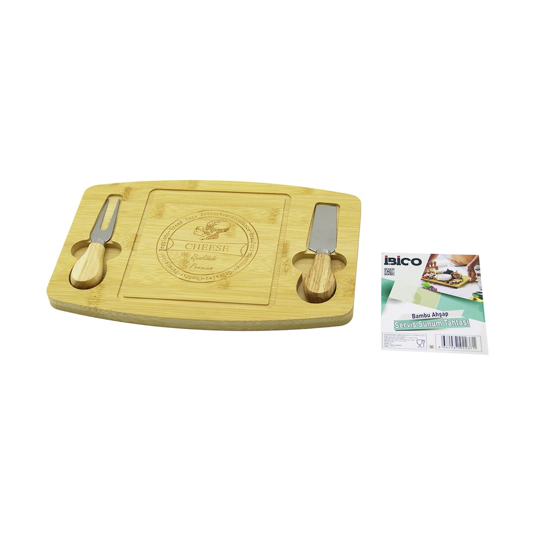 DİKDÖRTGEN - BOMBELİ KENAR2-BIÇAK=SAĞ-SOL AHŞAP BAMBUKAHVALTI PEYNİR SUNUM PANO BIÇAK=AHŞAP SAPLI19X28.7X1.4CM (5271)