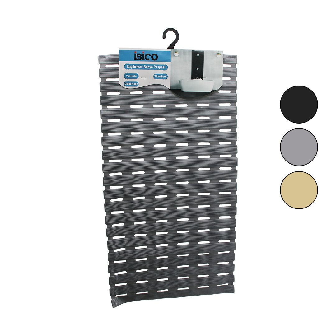 DİKDÖRTGEN-EKO PVC   VANTUZ-RENKLİ  KAYDIRMAZ BANYO - KÜVET PASPAS37X68CM (5271)