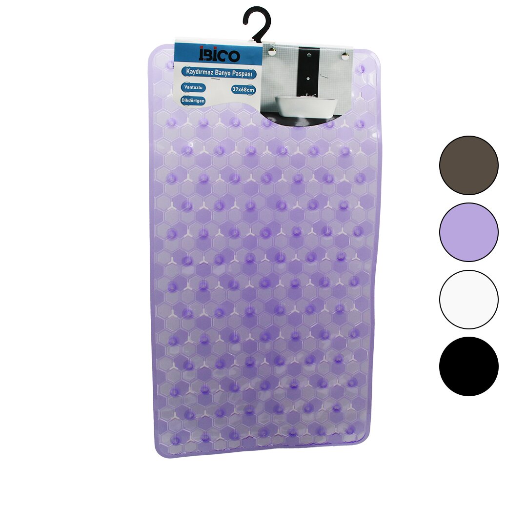 DİKDÖRTGEN - LÜX PVC PETEK DESEN - ŞEFFAF-BUZLU 98PCS VANTUZ KAYDIRMAZ BANYO - KÜVET PASPAS 37X68CM (5271)