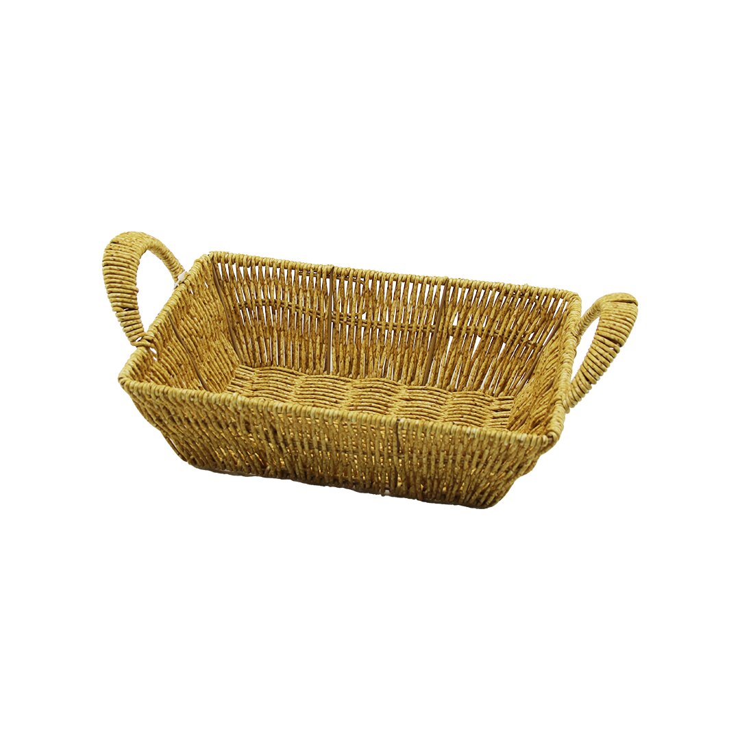 DİKDÖRTGEN PLASTİK HASIR EKMEK - ÇOK AMAÇLI SEPET KULPLU - METAL İSKELET TABAN:13.5X20- AĞIZ:19X26.5CM D:7.5CM (5271)