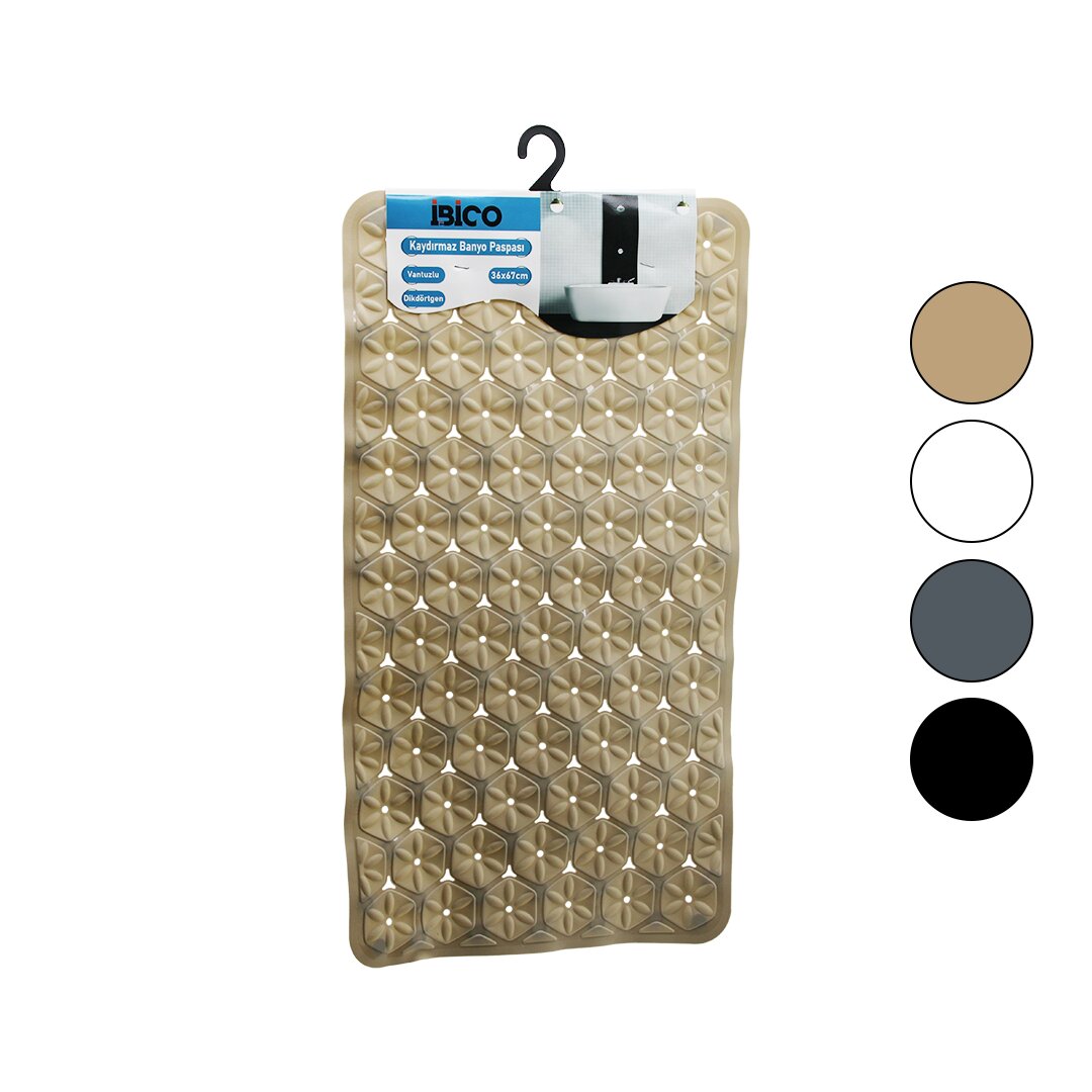 DİKDÖRTGEN - PLASTİK KABARTMA ÇİÇEK DESEN- RENKLİ 92PCS VANTUZ KAYDIRMAZ BANYO- KÜVET PASPAS 36X67CM (5271)