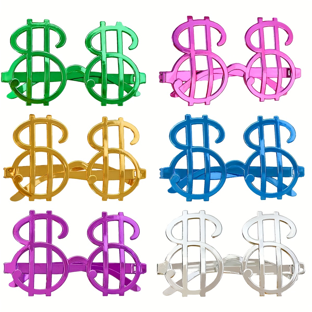 Dolar Şekilli Metalize Parti Gözlüğü 6 Adet (5271)