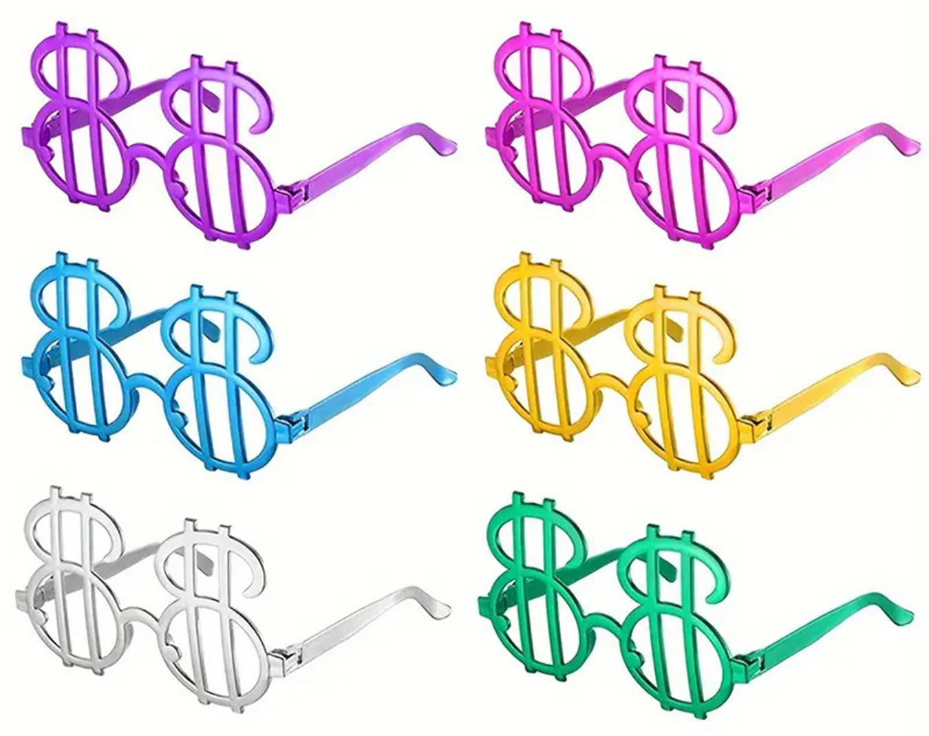 Dolar Şekilli Metalize Parti Gözlüğü 6 Adet (5271)