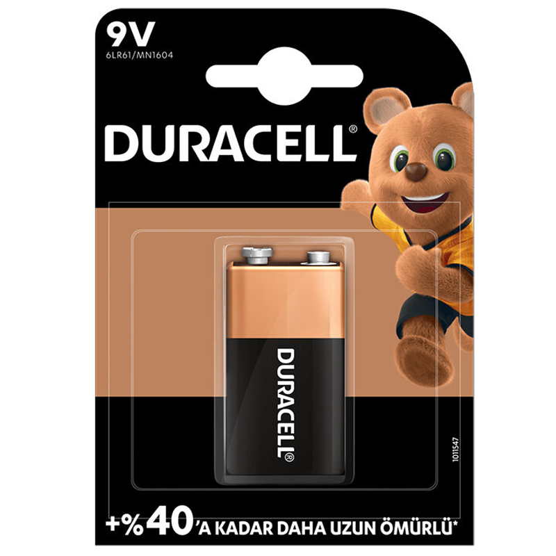 DURACELL 9 VOLT ALKALİN PİL TEKLİ (5271)