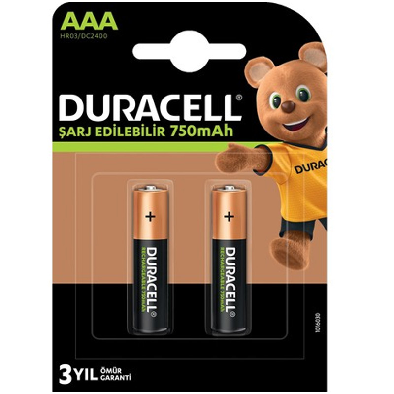 DURACELL HR03/DC2400 İNCE 750 MA ŞARJLI AAA 2Lİ PİL (5271)