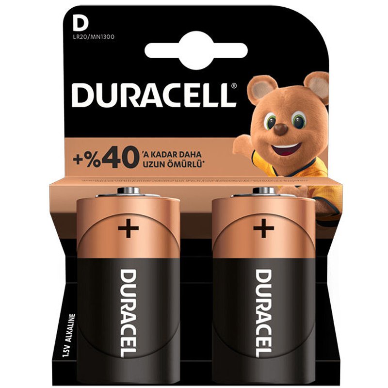 DURACELL LR20/MN1300 D BÜYÜK BOY PİL 2Lİ PAKET (5271)