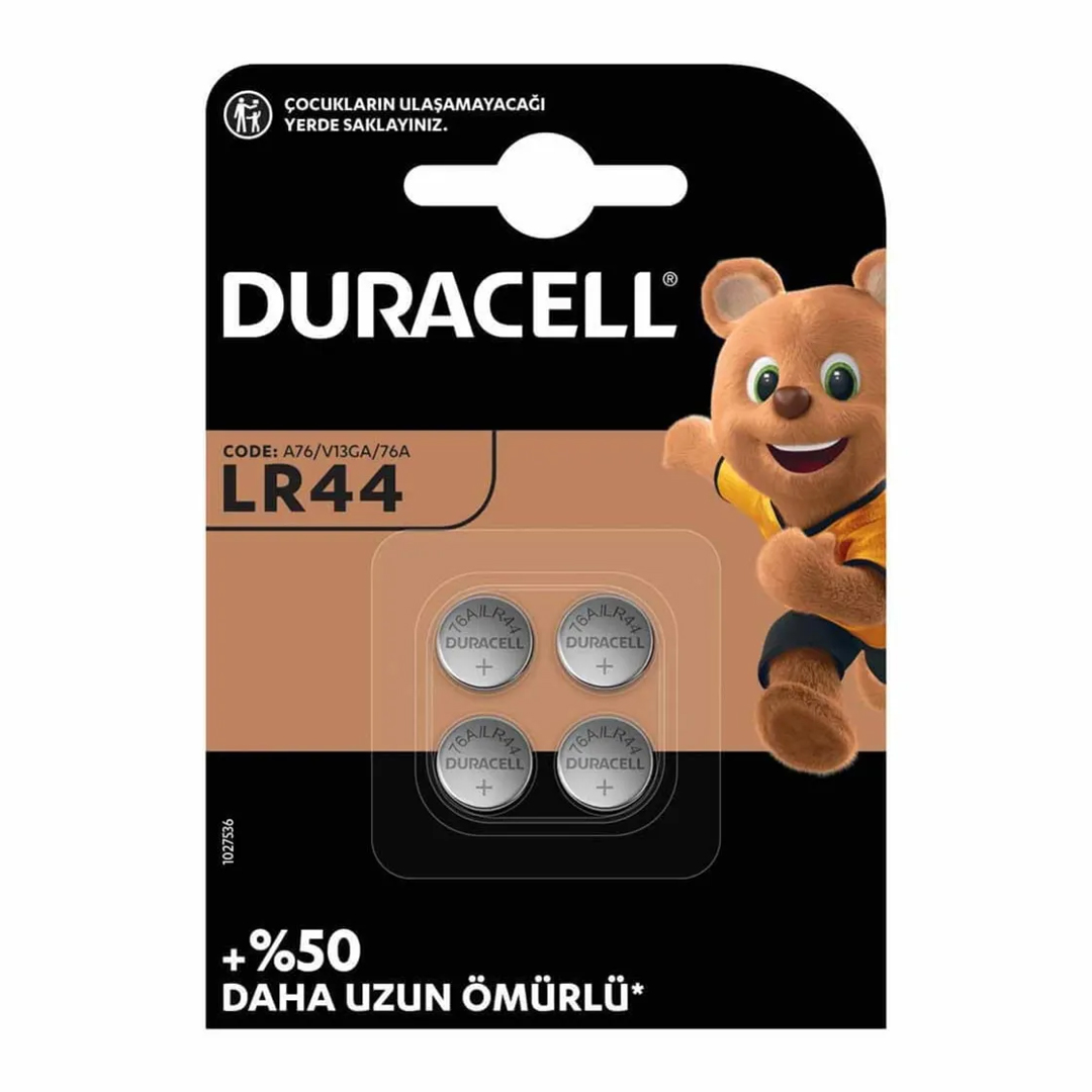 DURACELL LR44 1.5 VOLT DÜĞME PİL (4LÜ PAKET) (5271)