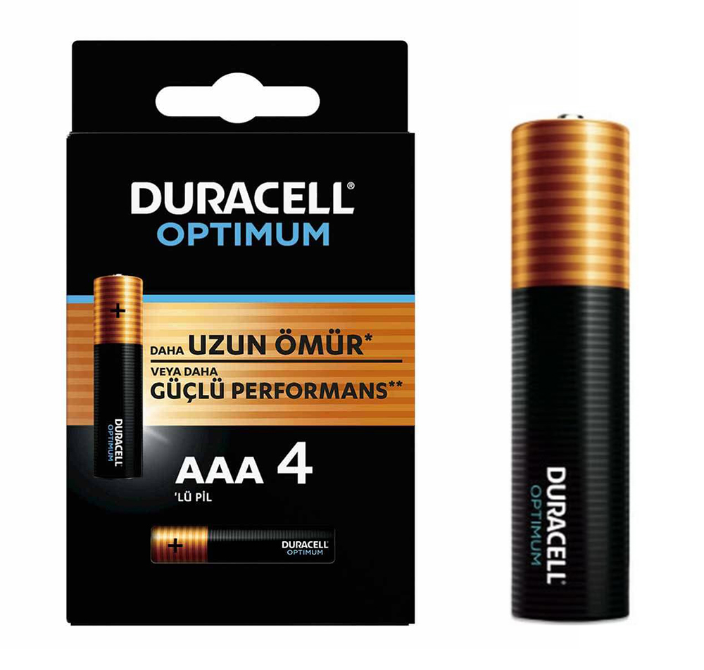 DURACELL OPTIMUM MX2400 1.5V ALKALIN AAA İNCE KALEM PİL 4LÜ PAKET (5271)