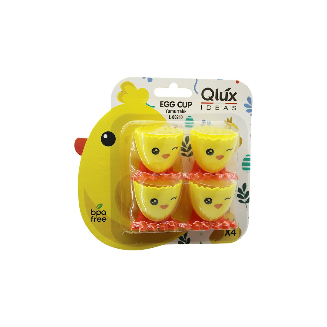 EGG CUP 4PCS YUMURTALIK EMOJİ DESEN - RENKLİ PLASTİK CİVCİV AYAKLI - 1/2 KIRIK YUMURTA KABUK MODEL (5271)