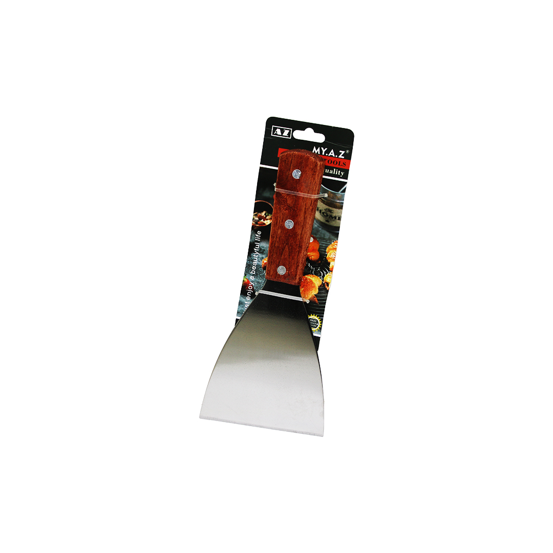 EĞİK AĞIZLI METAL SPATULA - AHŞAP SAPLI (5271)