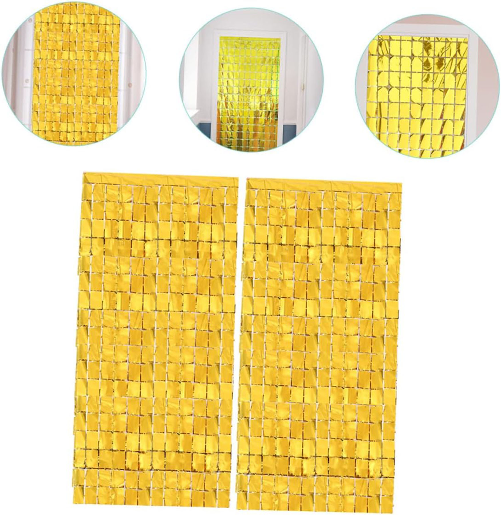 Ekstra Metalize Altın Renk Disko Dikdörtgen Kesim Kapı Perdesi Dekorasyon 1x2 Metre (5271) Ekstra Metalize Altın Renk Disko Dikdörtgen Kesim Kapı Perdesi Dekorasyon 1x2 Metre (5271)