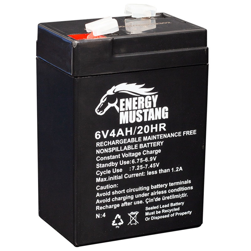 ENERGY MUSTANG 6 VOLT - 4 AMPER IŞILDAK AKÜSÜ (70 X 48 X 101 MM) (5271)