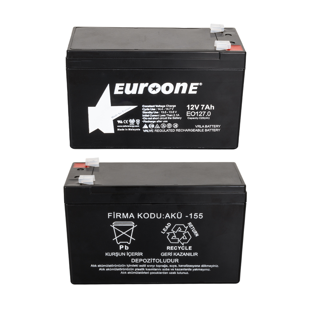 EUROONE EO127.0 12 VOLT - 7 AMPER AKÜ (150 X 65 X 90 MM) (5271)