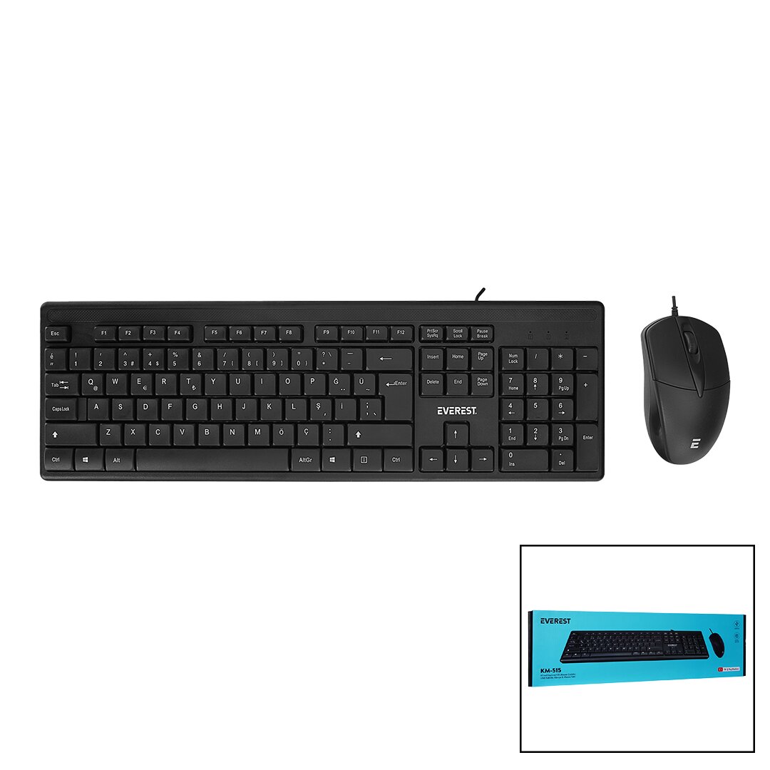 EVEREST KM-515  USB KABLOLU  KLAVYE - MOUSE  SET   Q KLAVYE (5271)