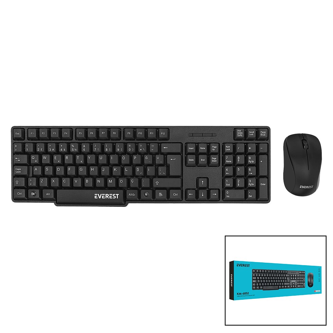 EVEREST KM-6852  KABLOSUZ  İNCE  KLAVYE - MOUSE  SETİ   Q KALVYE (5271)