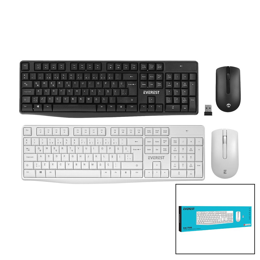 EVEREST KM-7500  KABLOSUZ  MULTİMEDİA  KLAVYE - MOUSE  SETİ   Q KALVYE (5271)