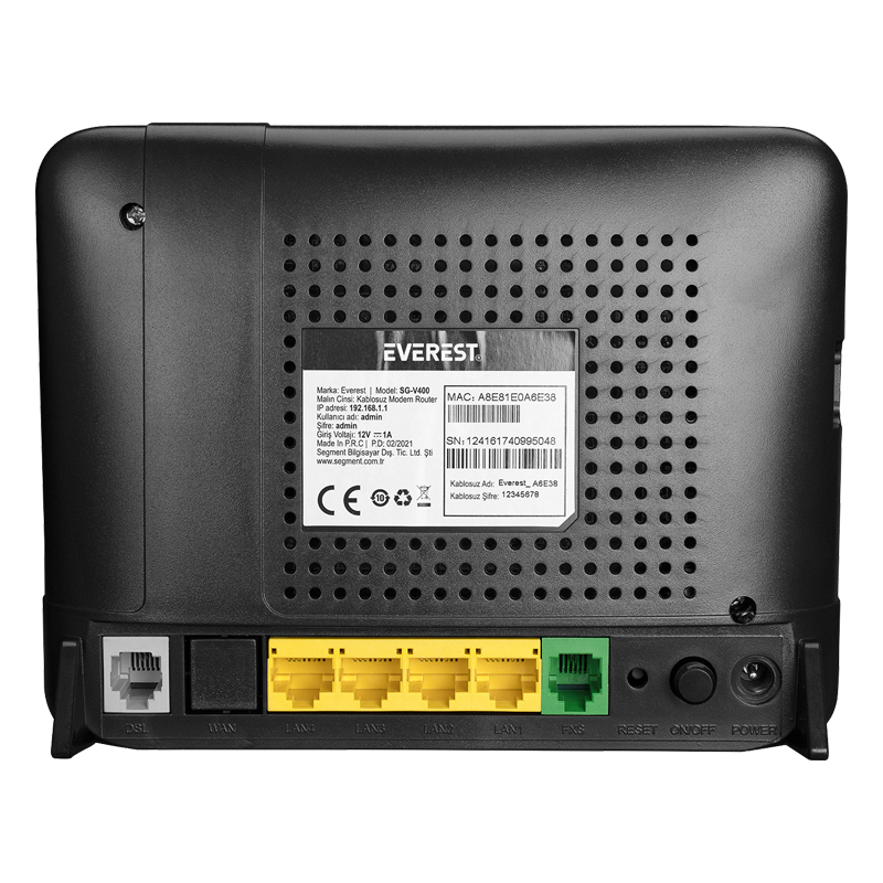 EVEREST SG-V400 2.4GHZ 300 MBPS KABLOSUZ VDSL/ADSL2+ VOIP MODEM ROUTER (5271)