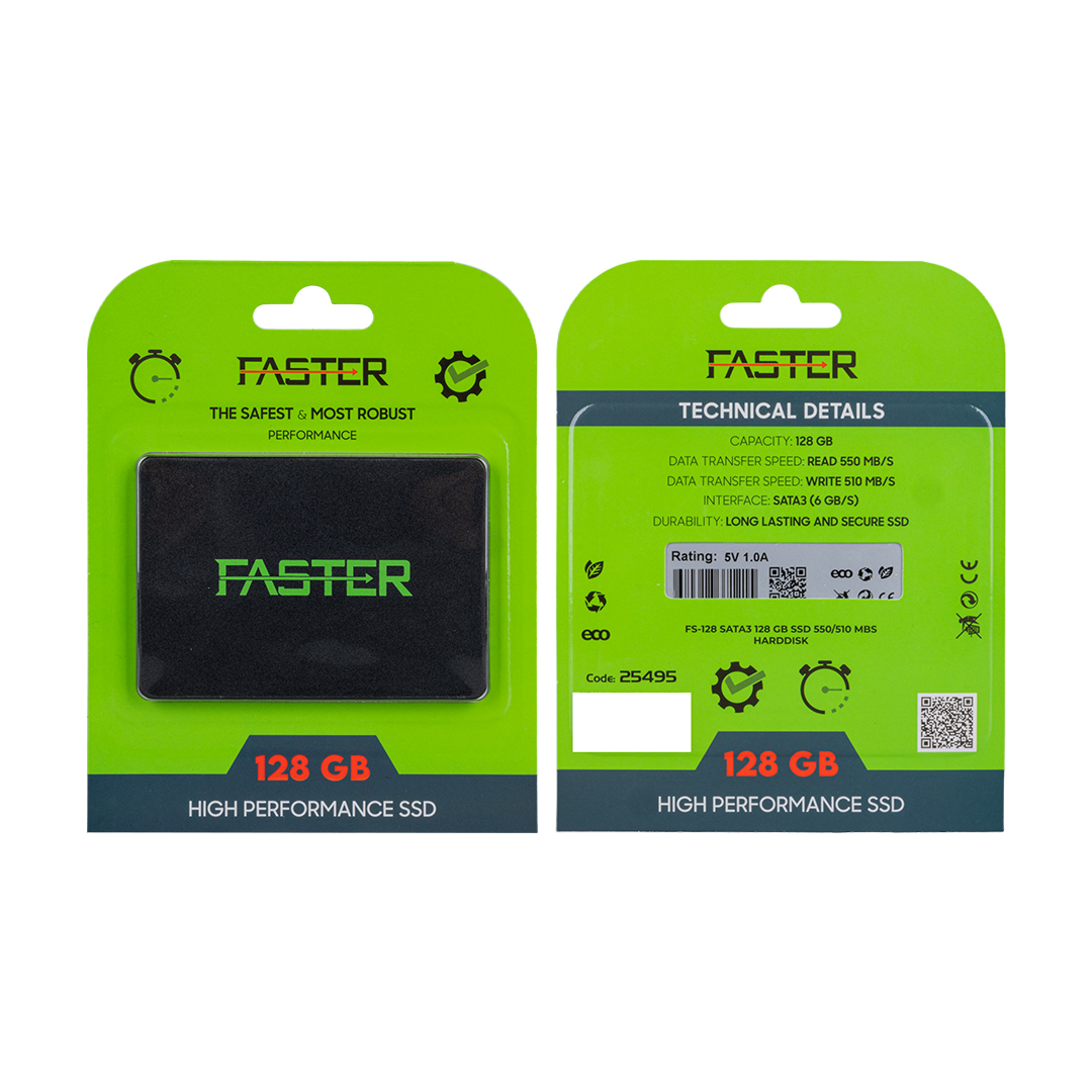 FASTER FS-128 SATA3 128 GB SSD 550/510 MB/S UZUN ÖMÜRLÜ HARDDİSK (5271)