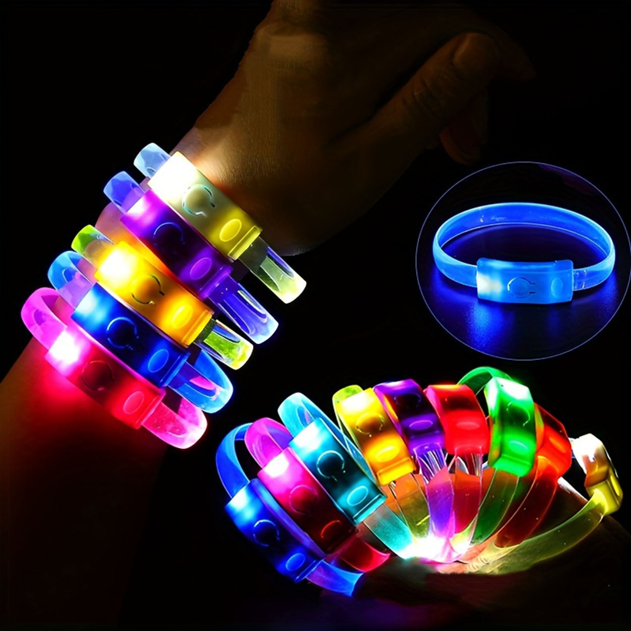Festival &amp;amp; Parti LED Bileklik Baskı Yapılabilir 3 Farklı Mod Işıklı 1 Adet (5271)