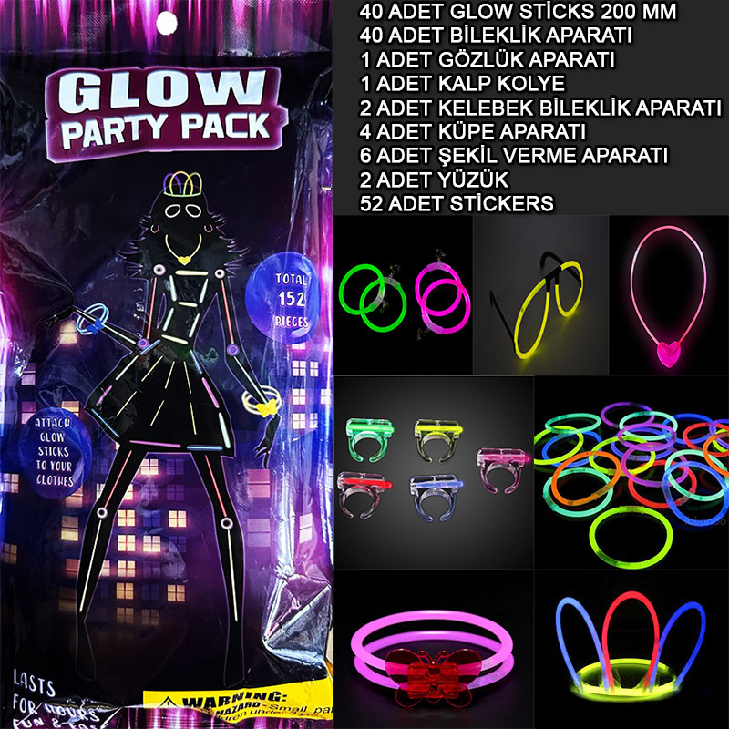 Glow Parti Seti 152 Parçalık Lüks Glow Kostüm Seti (5271)