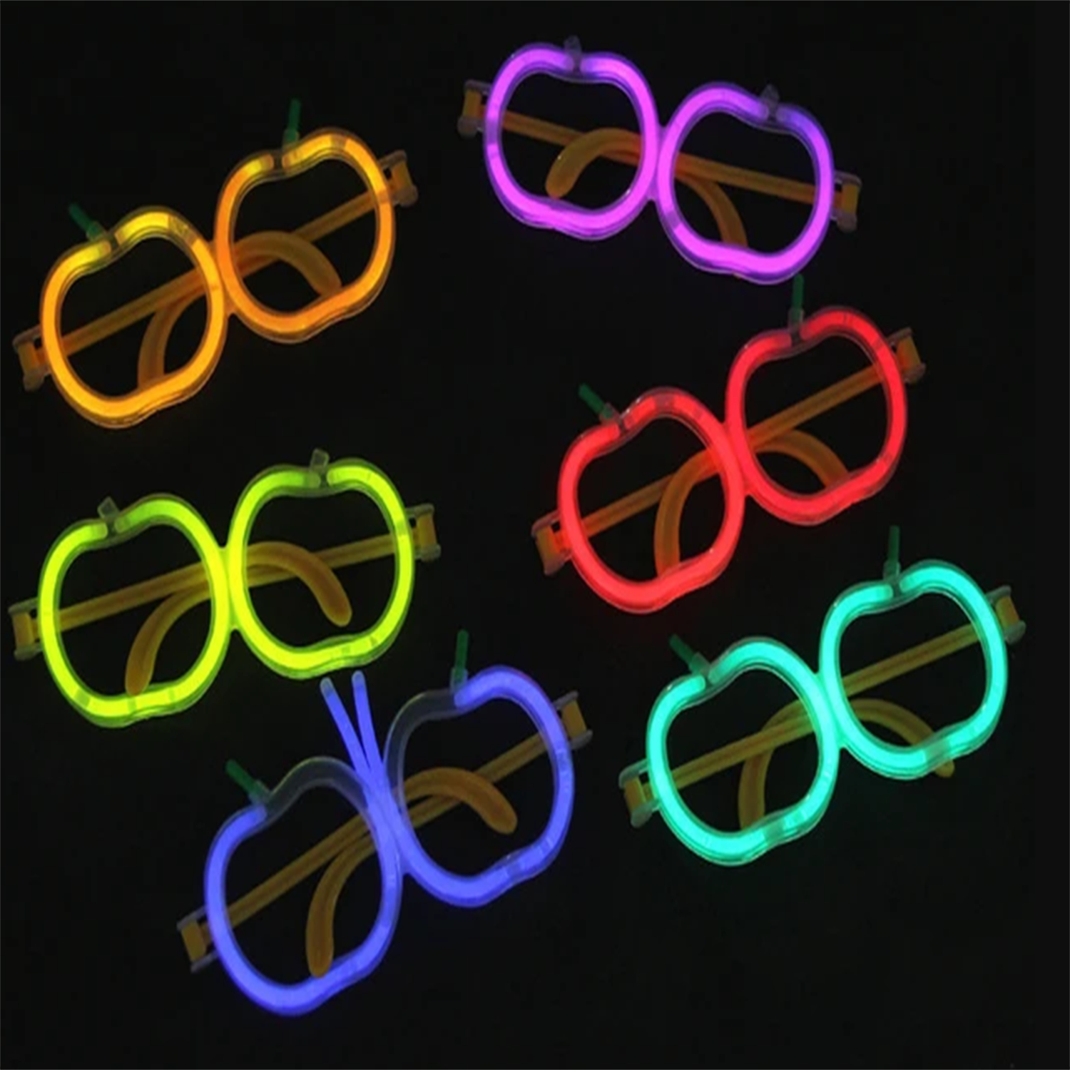Glow Stick Elma Gözlük - Glow Partisi Gözlüğü - Glow Stick Gözlük 12 Adet (5271)