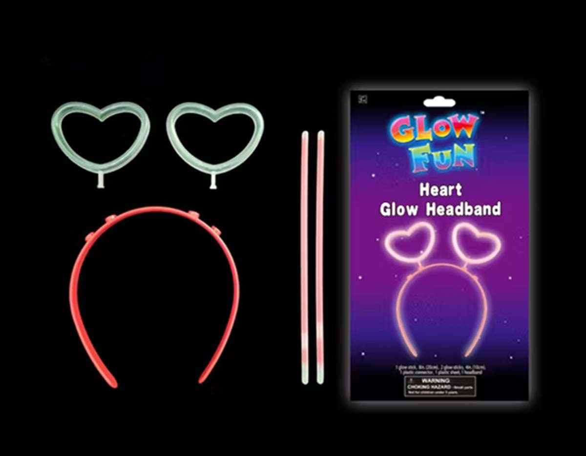 Glow Stick Karanlıkta Yanan Fosforlu Kalp Taç 12 Adet (5271)