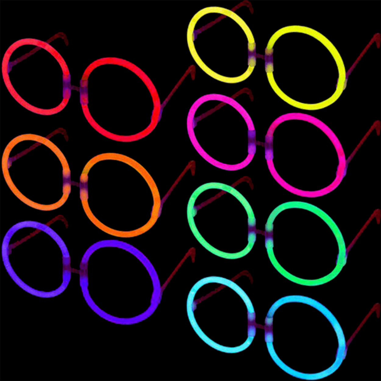 Glow Stick Parti Gözlüğü Glow Partisi Yuvarlak Şekilli Fosforlu Gözlük 6 Adet (5271)