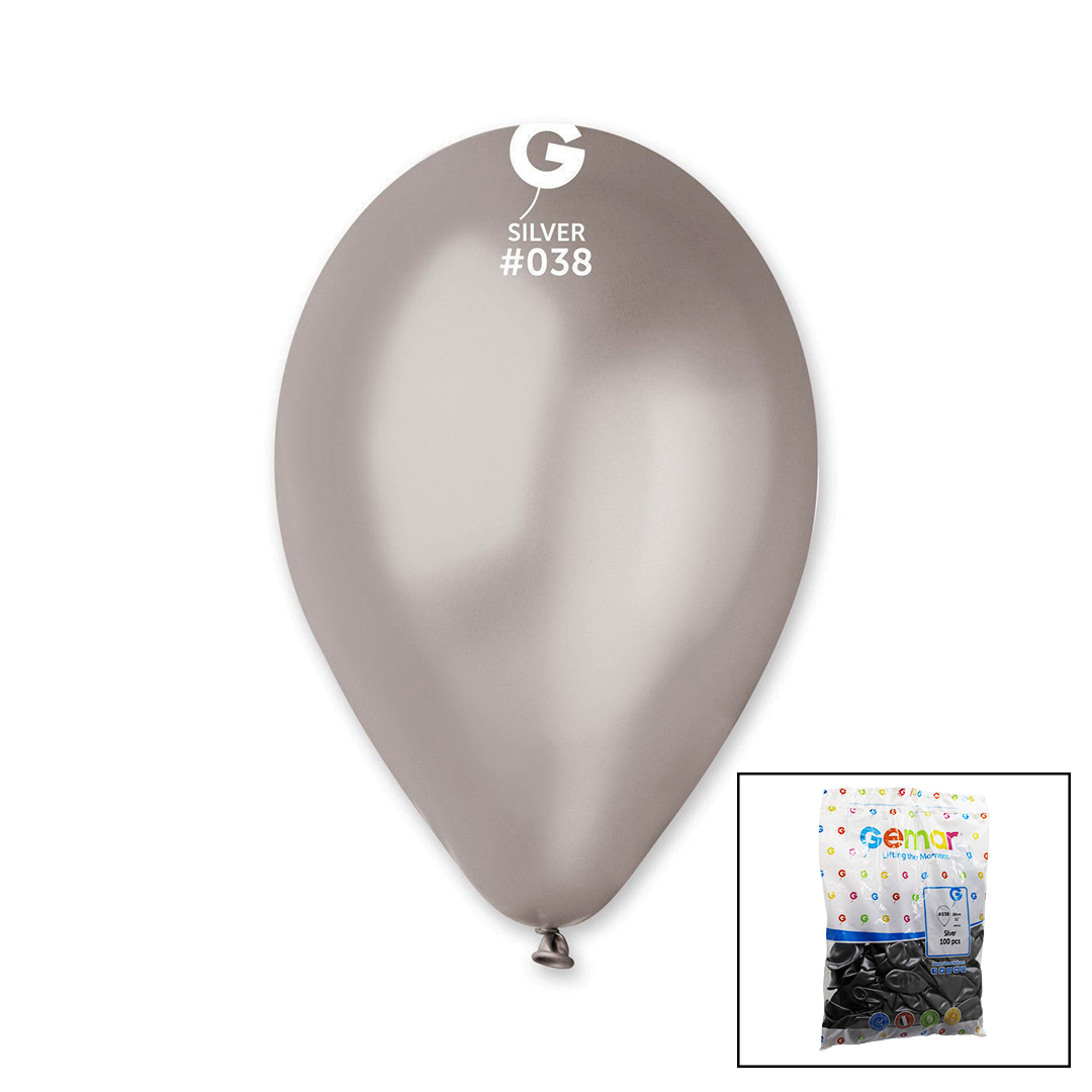 GM-110-38 METALİK - GÜMÜŞ BALON 11&apos;&apos; - 28CM - 100 PARÇA (5271)