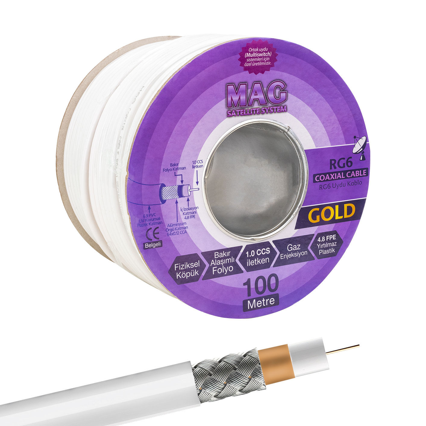 GOLD BAKIR 64 TEL ANTEN KABLOSU (100 METRE) (5271)