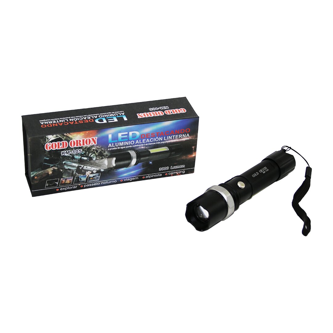 GOLD ORION KM-105 2IN1 ZOOMLU EL FENERİ - COB LED USB ŞARJLI METAL KASA 15.5CM 3000 LUMEN (5271)