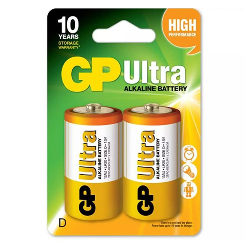 GP 13AU-2U2 ULTRA ALKALIN D BÜYÜK BOY KALIN PİL LR20 2Lİ PAKET FİYAT (5271)