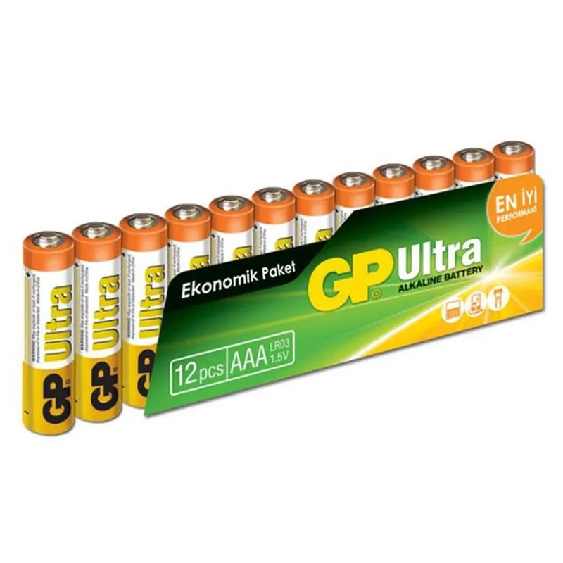 GP 24AU-12Lİ PAKET ALKALİN AAA İNCE PİL (12Lİ FİYAT) (5271)