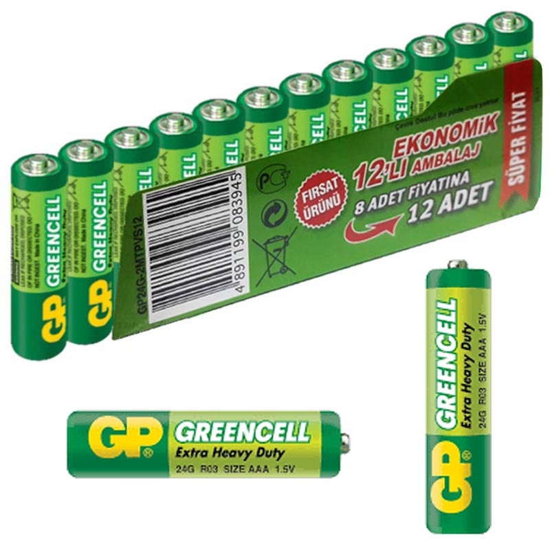 GP 24G-GREENCELL 12Lİ PAKET İNCE KALEM PİL (12Lİ FİYAT) GP 24G-2MTPVS12 (5271)