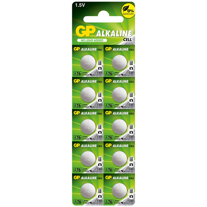 GP A76 LR44 1.5V ALKALİN AG-13 PİL (A76F-2C10) 10LU PAKET (5271)