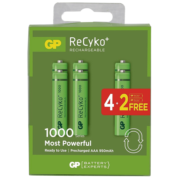 GP RECYKO 950 MAH AAA İNCE 4+2 6LI ŞARJLI PİL PAKET FİYATI (5271)