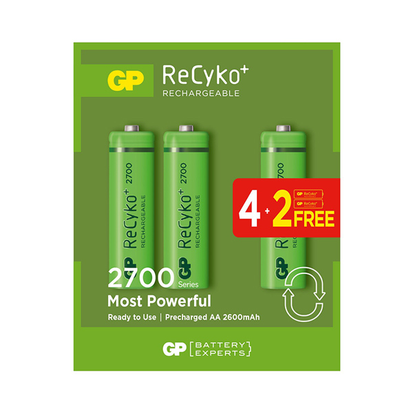GP RECYKO 2600 MAH AA KALEM 6LI ŞARJLI PİL 4+2 PAKET FİYATI (5271)