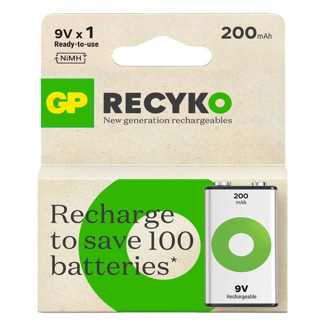GP RECYKO 9 VOLT 200 MAH NI-MH ŞARJLI PİL GP20R8H-2E1-(GPRHV208R075) (5271)