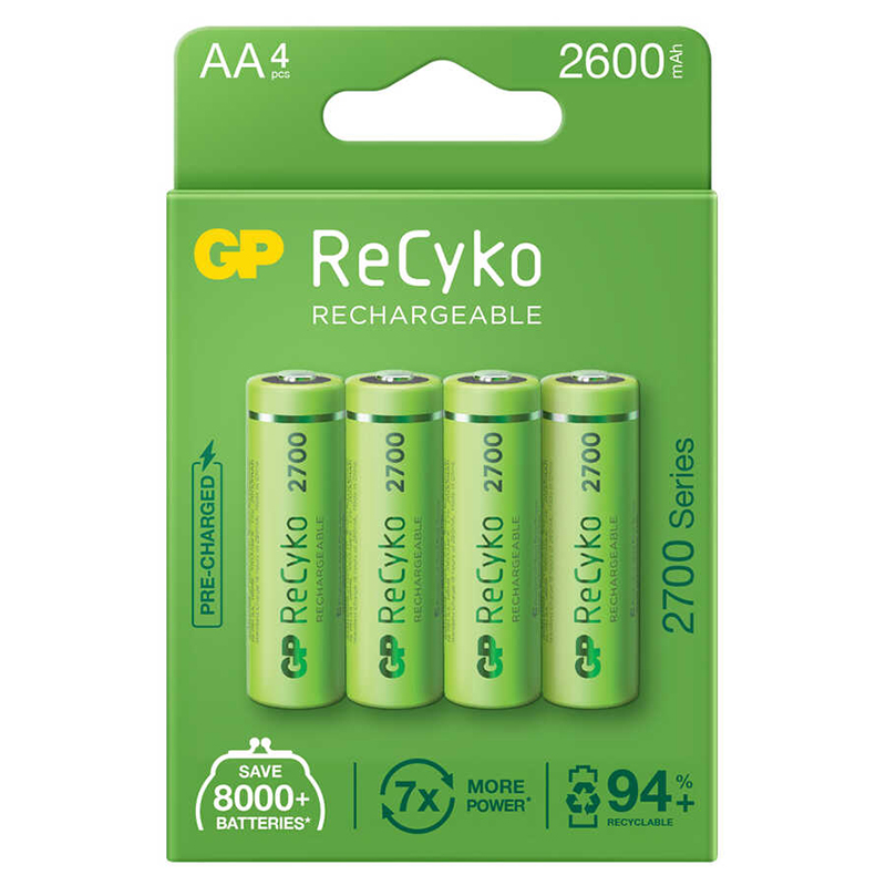 GP RECYKO AA 2600 MAH ŞARJLI 4LÜ PİL GP270AAHCE-2EB4 (GPRHC272E001) (5271)