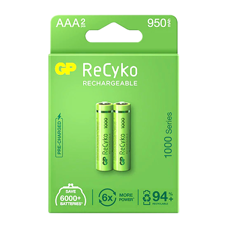 GP RECYKO 950 MAH R03 AAA ŞARJLI 2Lİ PİL GP100AAAHCE-2EB2 (GPRHC103E000) (5271)