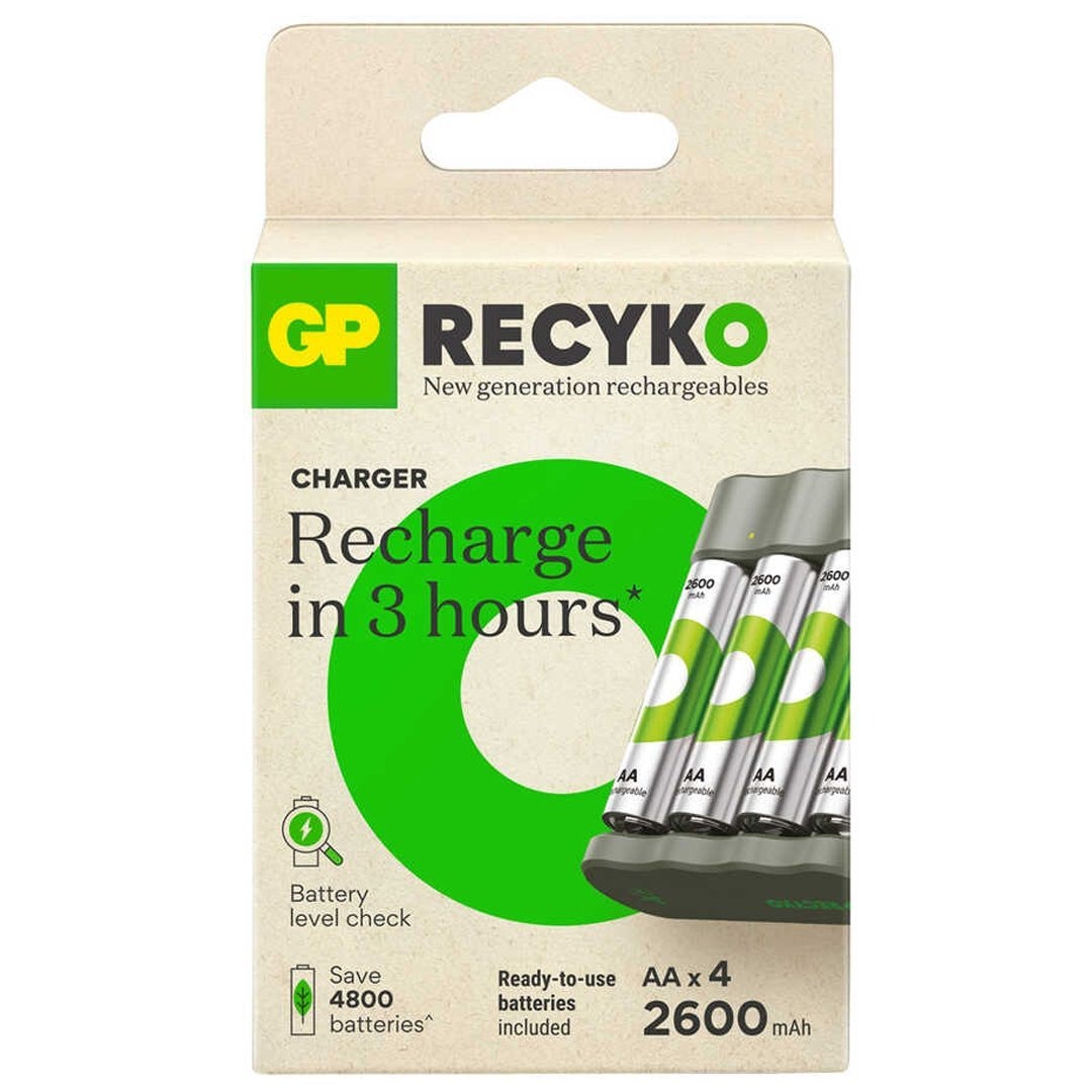 GP RECYKO B441 4 X 2600 MAH R6 AA PİLLİ PİL ŞARJ CİHAZI (GP-B441/270HCER21-2GTLB4) (5271)