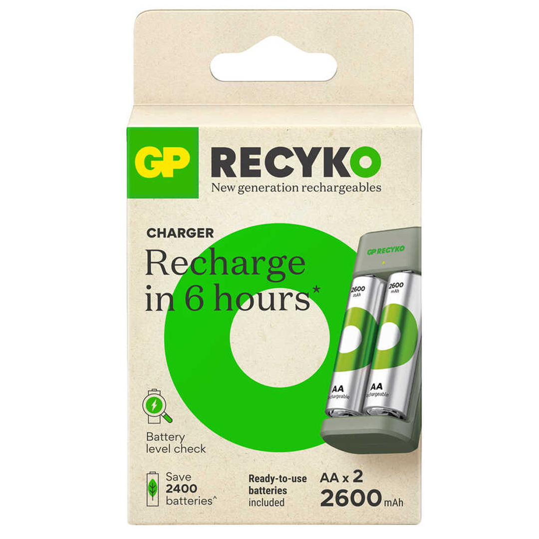 GP RECYKO E221 2 X 2600 MAH R6 AA PİLLİ PİL ŞARJ CİHAZI (GP-E221/270AHCER21-2GTLB2) (5271)