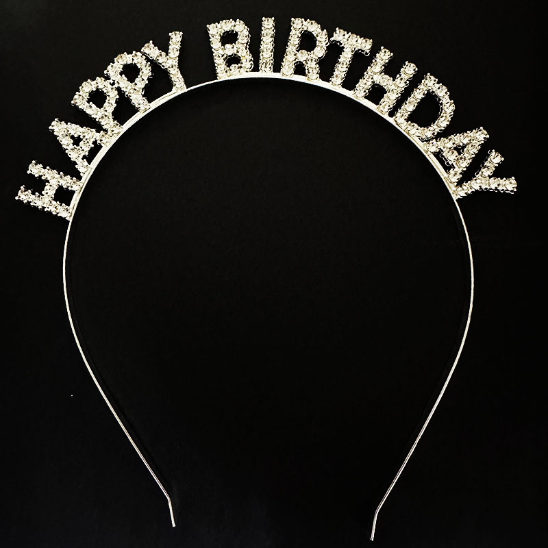 Gümüş Kristal Taşlı Happy Birthday Doğum Günü Tacı İthal Ürün A Kalite 17x16 cm (5271)