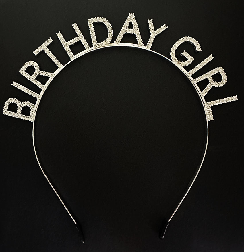 Gümüş Kristal Taşlı Birthday Girl Doğum Günü Tacı İthal Ürün A Kalite 17x16 cm (5271)
