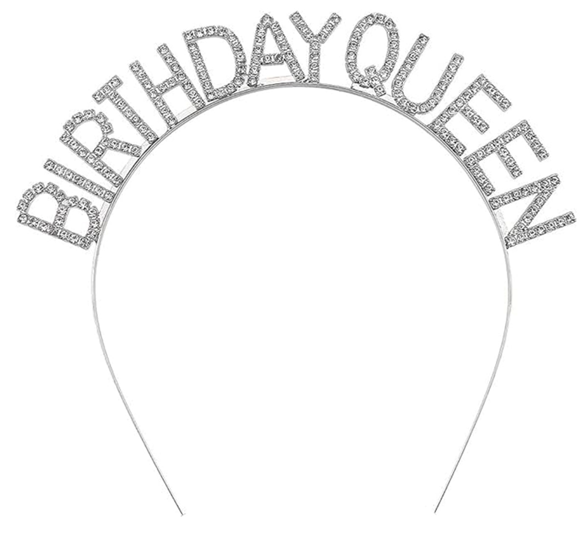 Gümüş Renk Kristal Taşlı Parlak Birthday Queen Yazılı Kraliçe Taç 16x17 cm (5271)